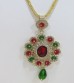 Fancy Red and Green Stoned Necklace